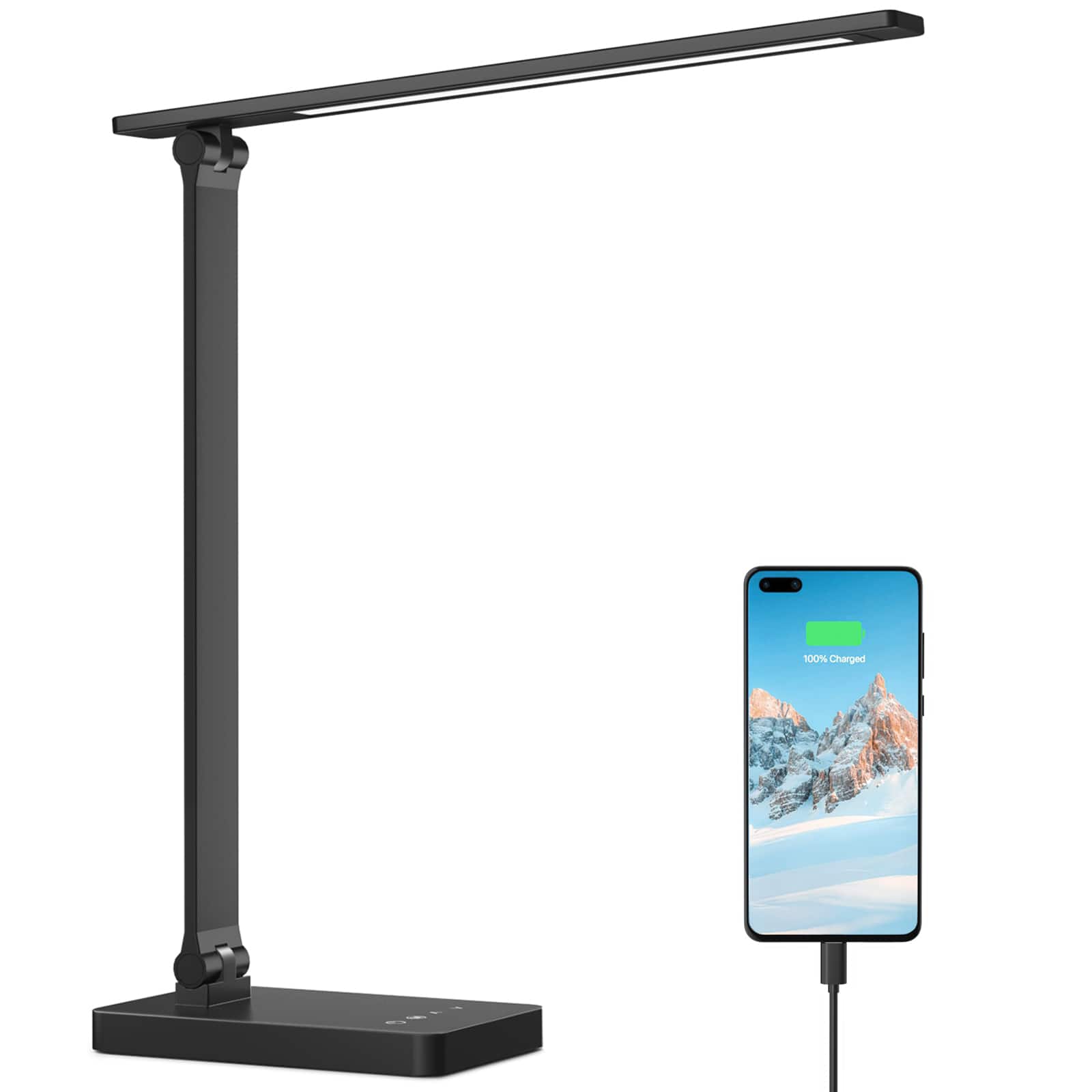 Lepro - LED Desk Lamp with charging port, 650LM Touch Control, 5 Brightness Level - Black