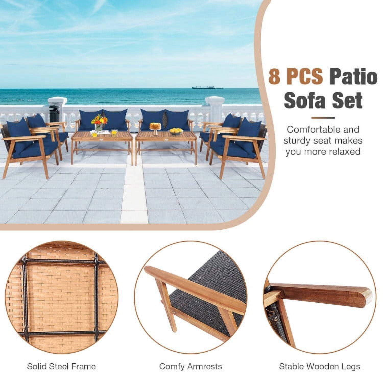 8 PCS Patio Sofa Set

Comfortable and sturdy seat makes you more relaxed

- Solid Steel Frame
- Comfy Armrests
- Stable Wooden Legs