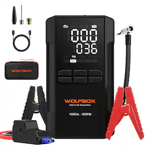 WOLFBOX - JS24AIR 4000A Jump Starter with Air Compressor, Portable Battery Booster with 65W Fast Charging Port, 12V Jump Box