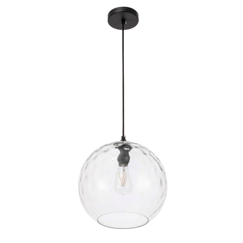 Alt View 4. Living District - Gibson 1 light Black and Clear glass pendant - Black And Clear Glass.