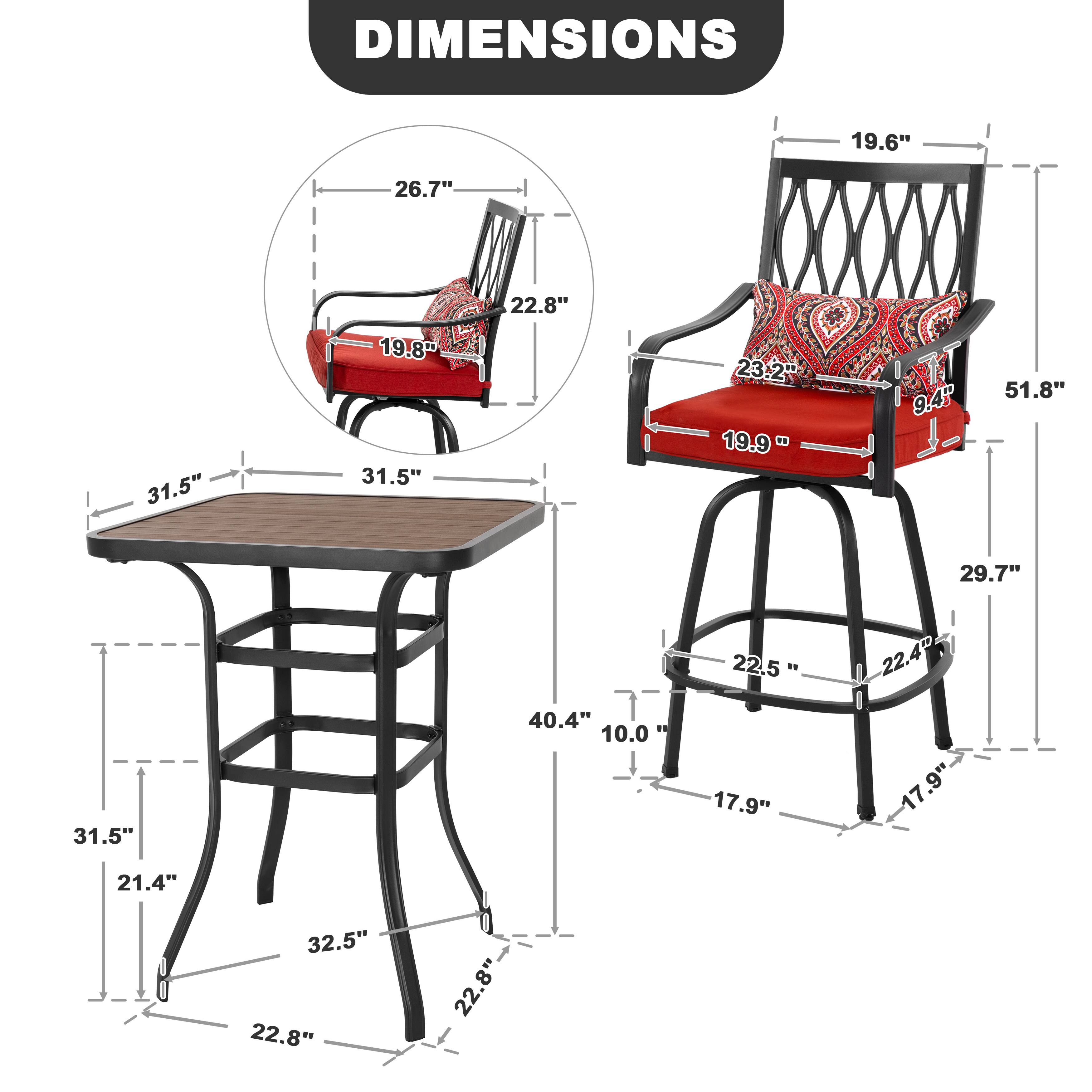 DIMENSIONS

19.6"  
26.7"  
31.5"  
19.8"  
31.5"  
22.8"  
23.2"  
19.9"  
9.4"  
51.8"  
29.7"  
31.5"  
40.4"  
10.0"  
22.5"  
17.9"  
22.4"  
17.9"  
21.4"  
32.5"  
22.8"  
22.8"