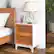 Back. Costway - 1 PCS Rattan Nightstand with Storage Wood End Sofa Side Table with 2 drawers Wood Legs - White + Brown.