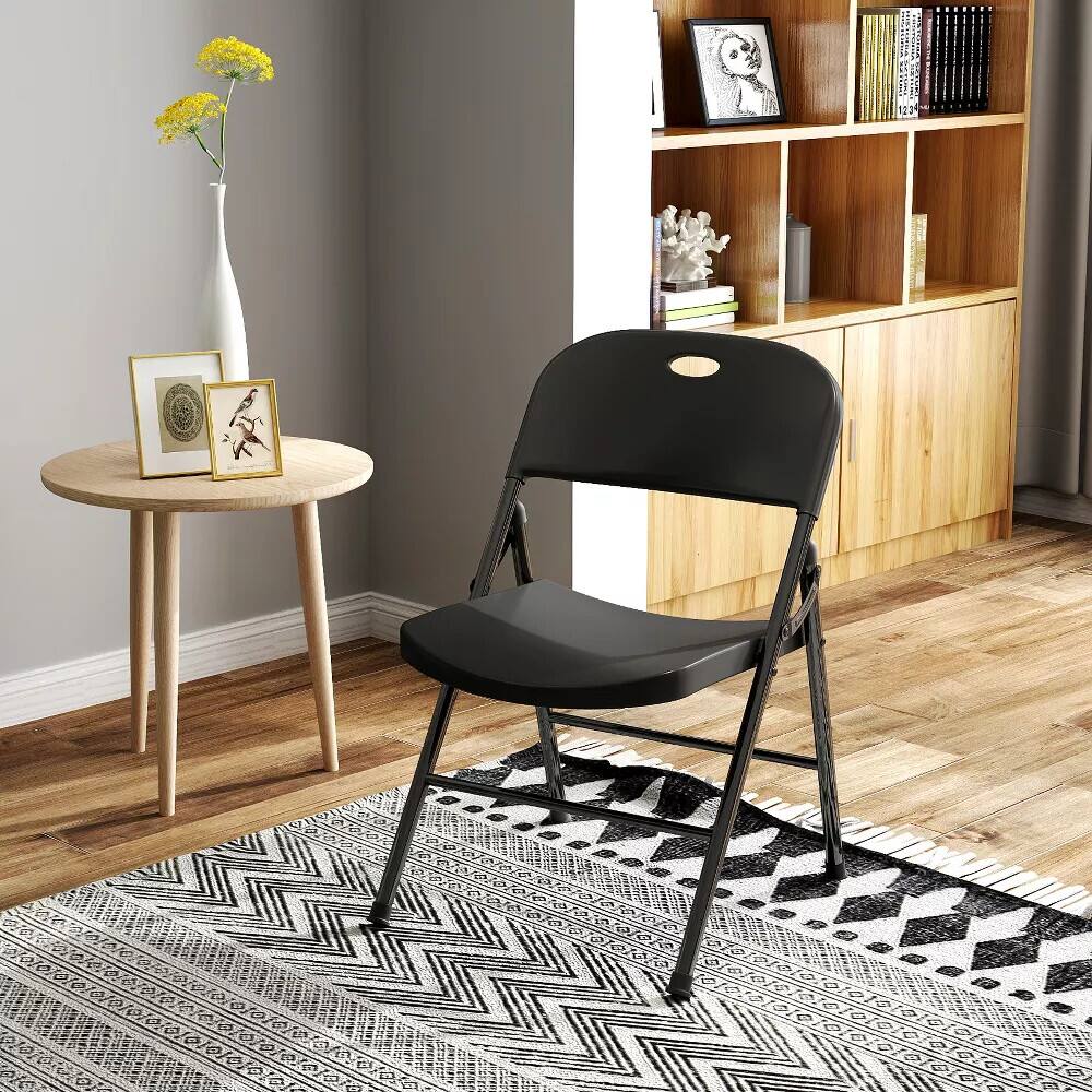 Alt View 5. HONGGE - 6 Pack Heavy Duty Folding Chairs with Ergonomic Contoured Seats and 330 lb Capacity - Black.