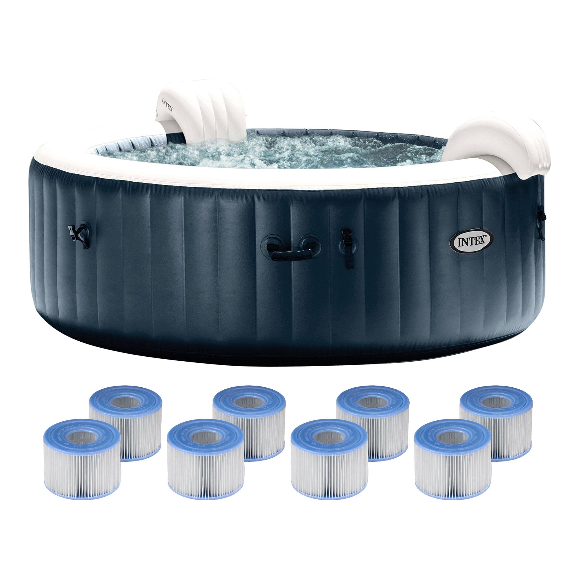 Alt View 1. Intex - Intex PureSpa Plus Inflatable Bubble Jet Hot Tub & Replacement Filters (6 Pack) - Blue.
