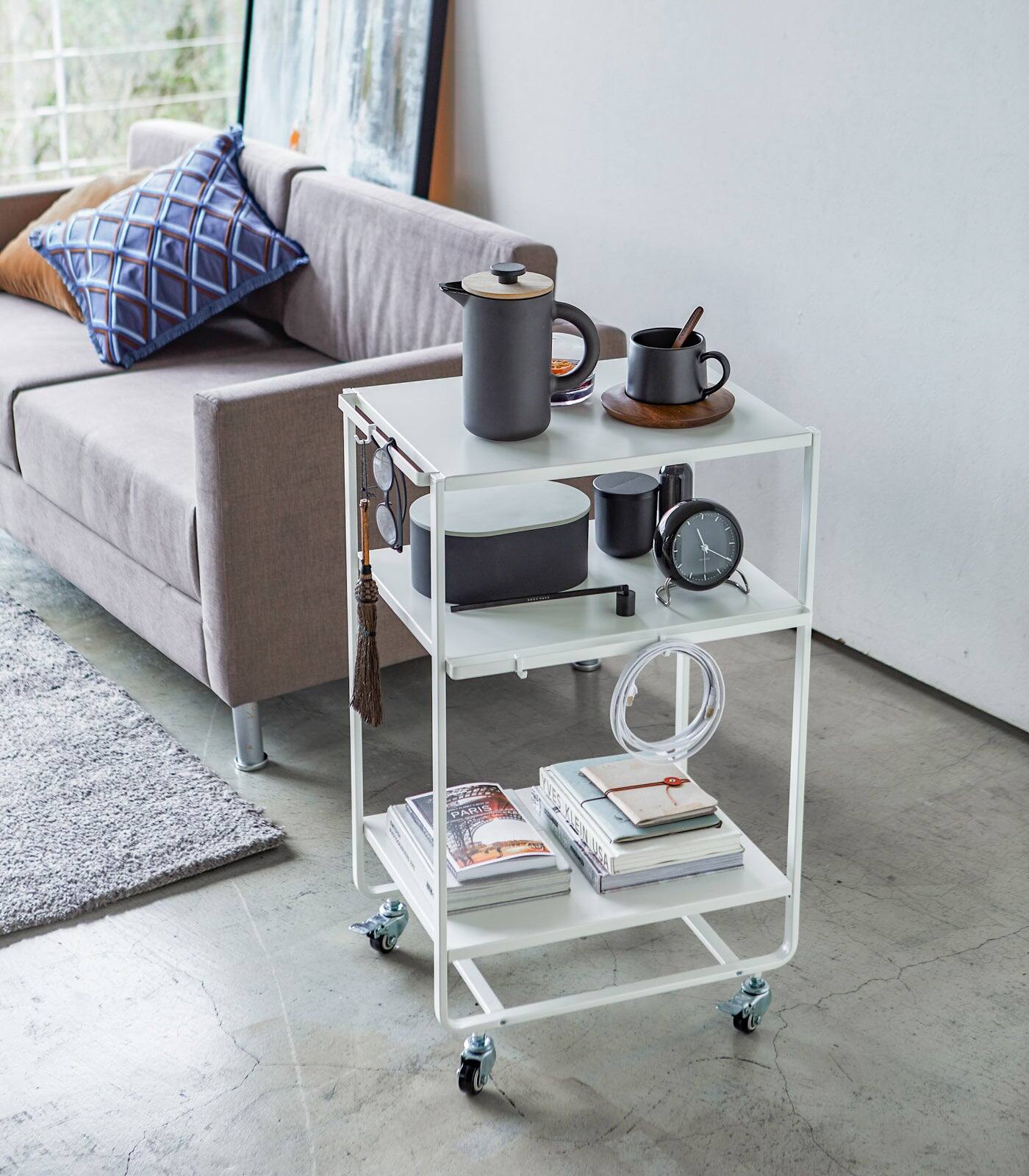 Back. Yamazaki Home - Rolling Utility Cart (32" H)  - Steel - White.