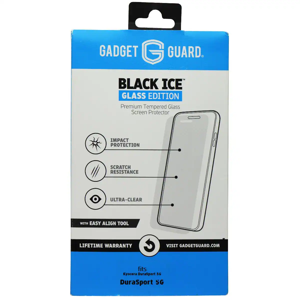 GADGET GUARD

BLACK ICE GLASS EDITION Premium Tempered Glass Screen Protector

IMPACT PROTECTION
SCRATCH RESISTANCE
ULTRA-CLEAR
WITH EASY ALIGN TOOL
LIFETIME WARRANTY
VISIT GADGETGUARD.COM

fits Kyocera Durasport 5G DuraSport 5G