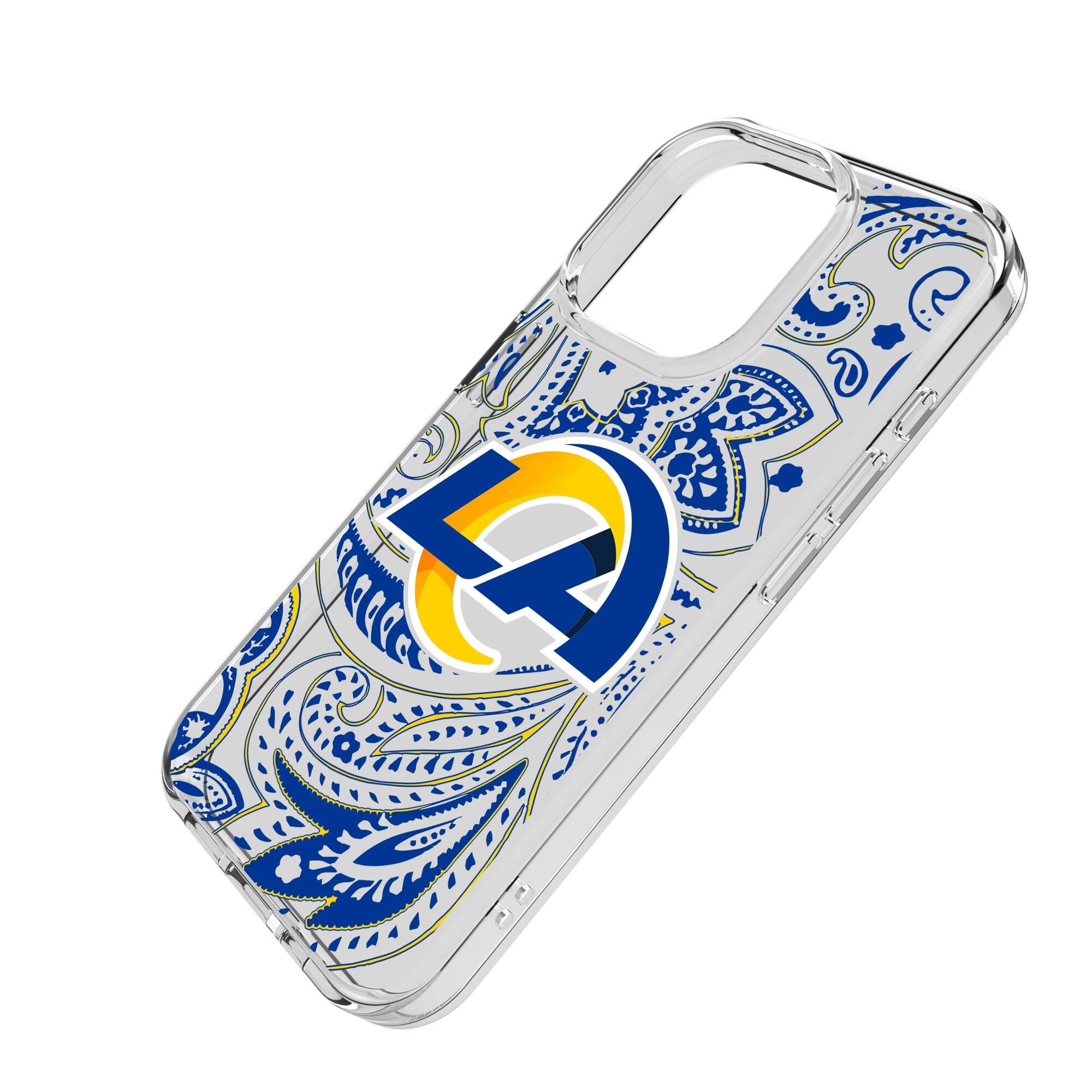Alt View 1. Keyscaper - Los Angeles Rams iPhone Clear Paisley Design Case - 15 - Multicolor.