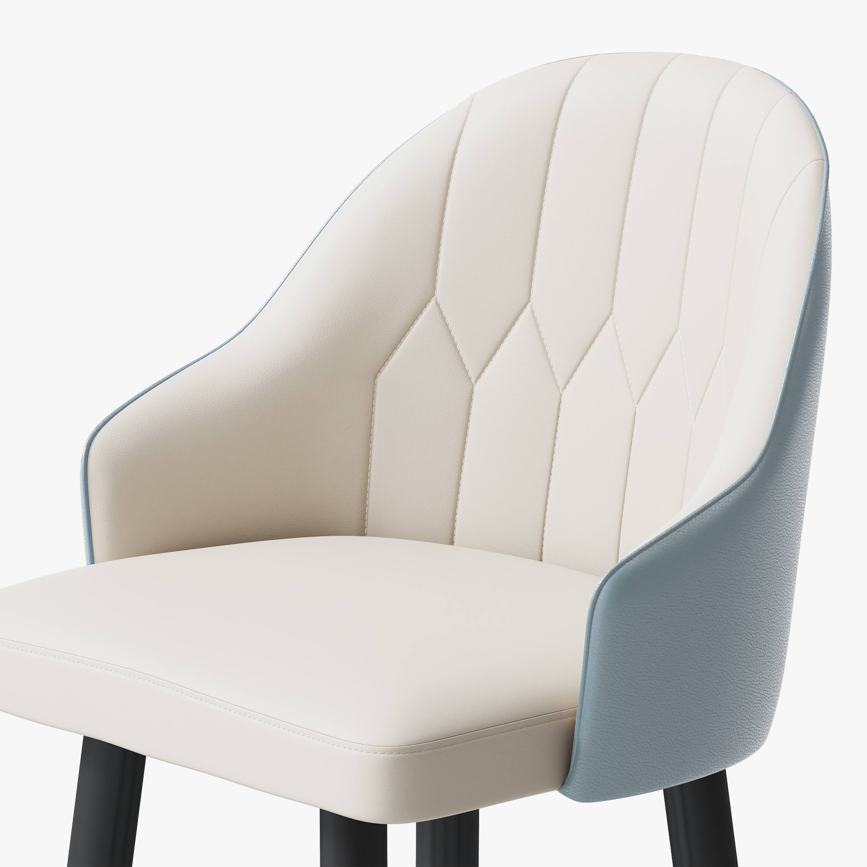 Alt View 1. POVISON - 30" Modern Bar Stools Set of 2, Leather Bar Stools with Backs, Upholstered Bar Stools, Beige Bar Stools, Blue - Blue PU Leather.
