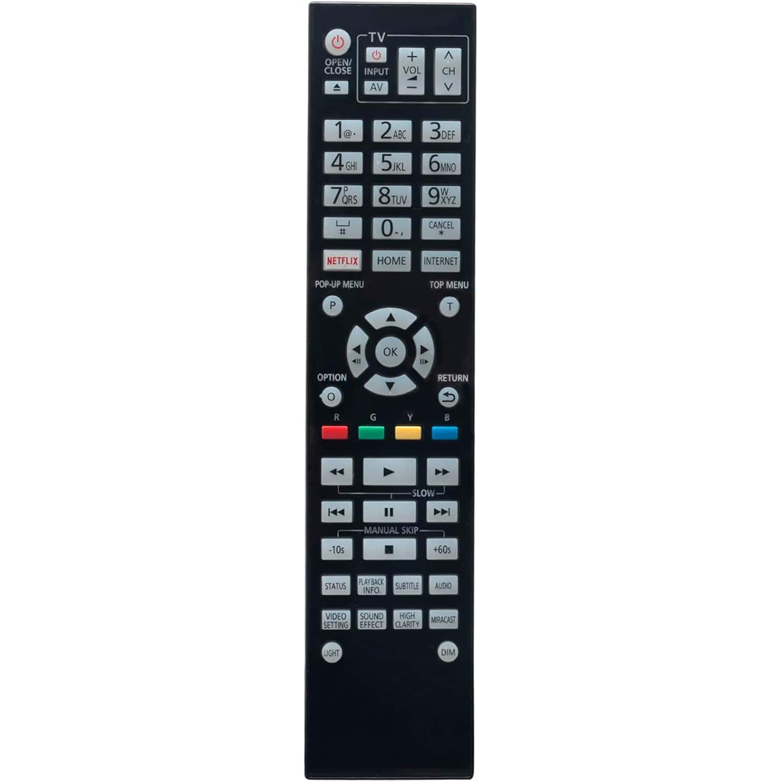 ZdalaMit - Replacement Remote N2QAYA000130 fit for Panasonic Blu-ray Disc DVD Player DMP-BDT700 DMP-UB900 DMP-UB900GN - Black