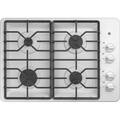 GE - 30 in. Wide 4 Burner Built-In Gas Cooktop with Dishwasher-Safe Grates - White