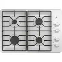 GE - 30" Built-In Gas Cooktop - White - Front_Zoom