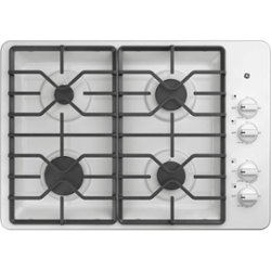 GE - 30" Built-In Gas Cooktop - White - Front_Zoom
