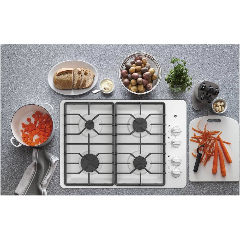 Alt View 12. GE - 30" Built-In Gas Cooktop - White.