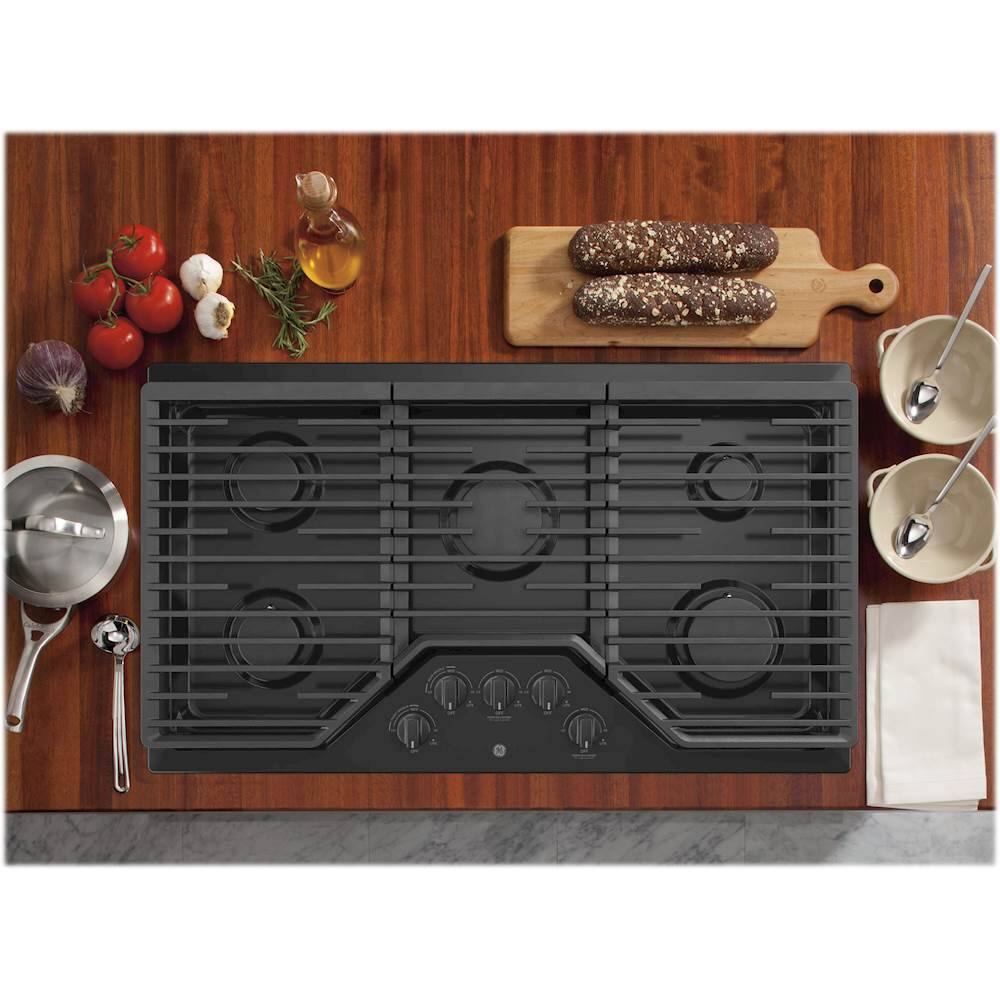 Alt View 12. GE - 36" Built-In Gas Cooktop - Black.