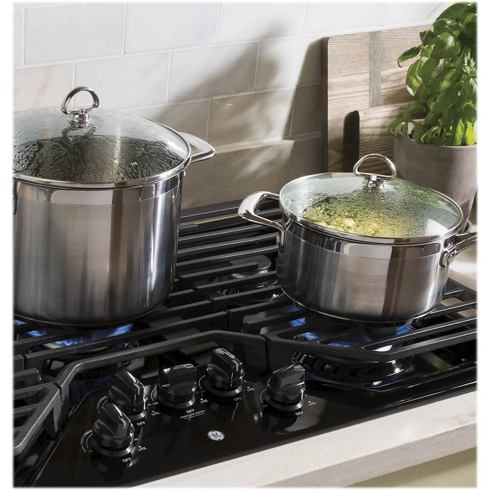 Alt View 20. GE - 36" Built-In Gas Cooktop - Black.