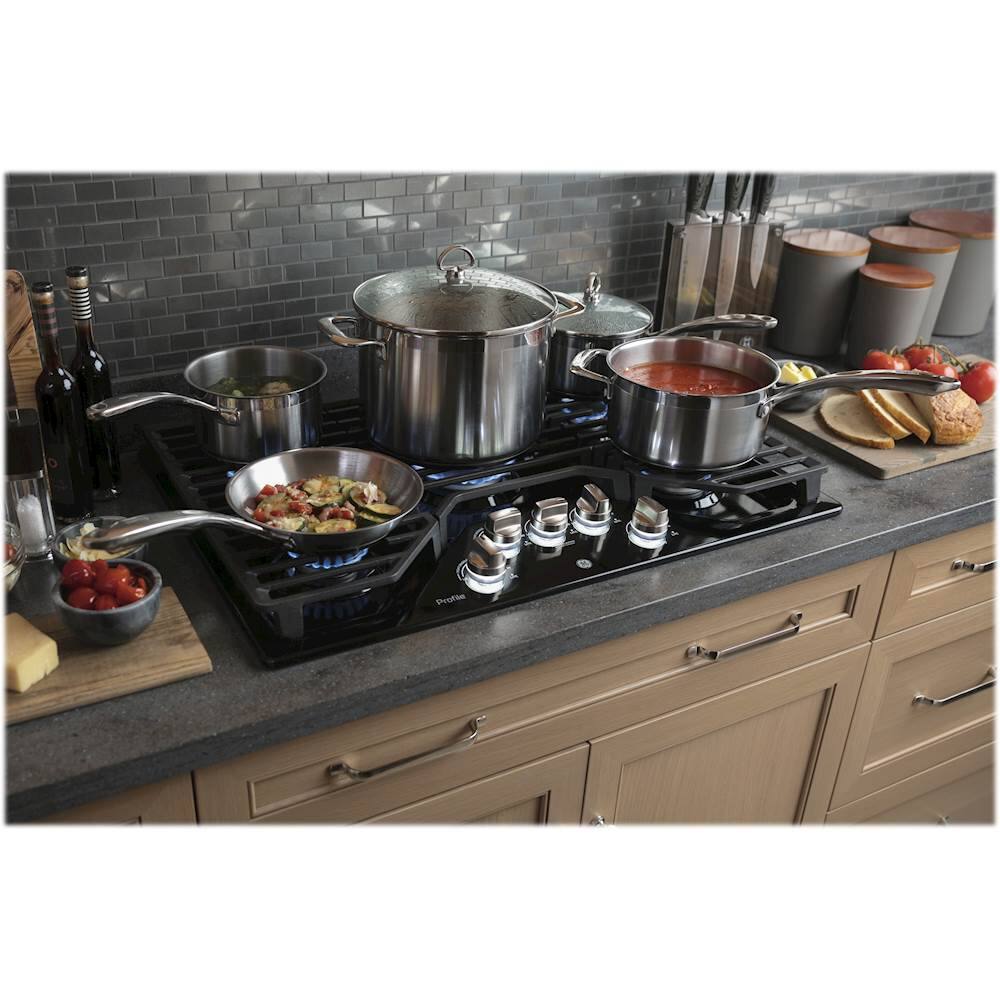 Alt View 14. GE - Profile Series 30" Built-In Gas Cooktop - Black.