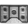 GE Profile - 30 in. Wide 5 Burner Built-In Gas Cooktop with Edge-to-Edge Grates - Stainless Steel