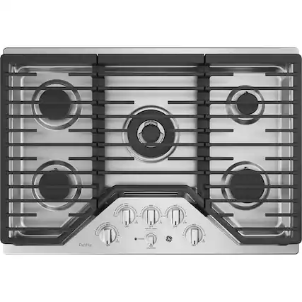 Front. GE Profile - 30" Built-In Gas Cooktop - Stainless Steel.
