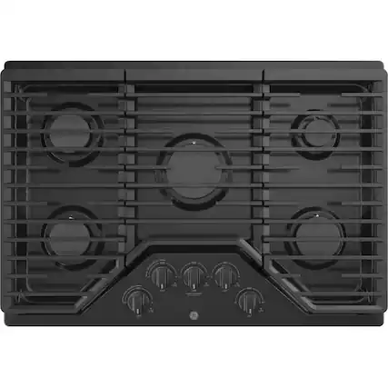 Front. GE - 30" Gas Cooktop - Black.