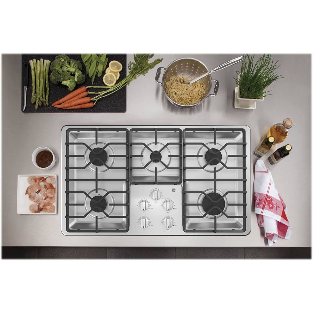 Alt View 11. GE - 36" Built-In Gas Cooktop - Stainless Steel.