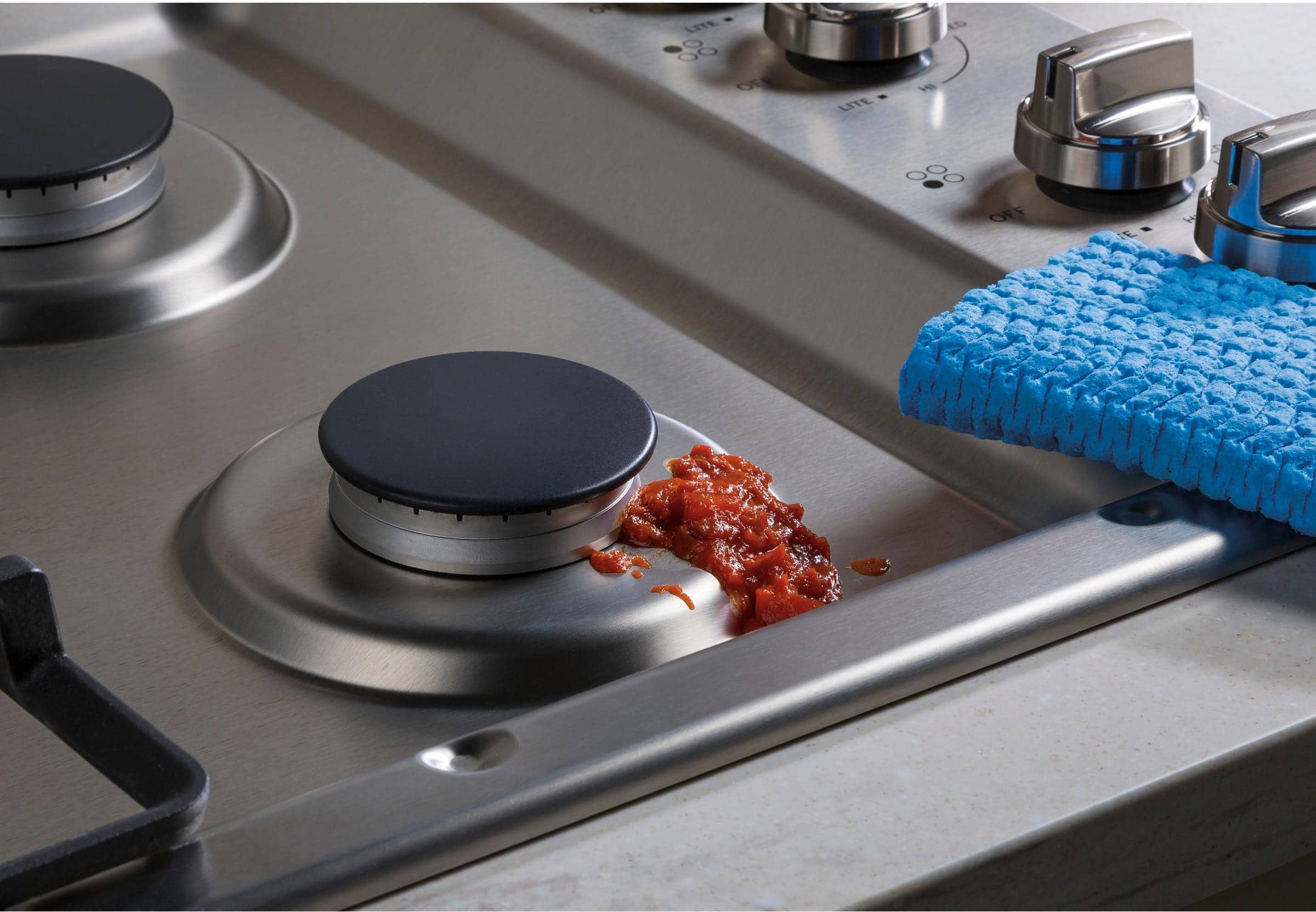 Alt View 12. GE - 30" Built-In Gas Cooktop - Stainless Steel.