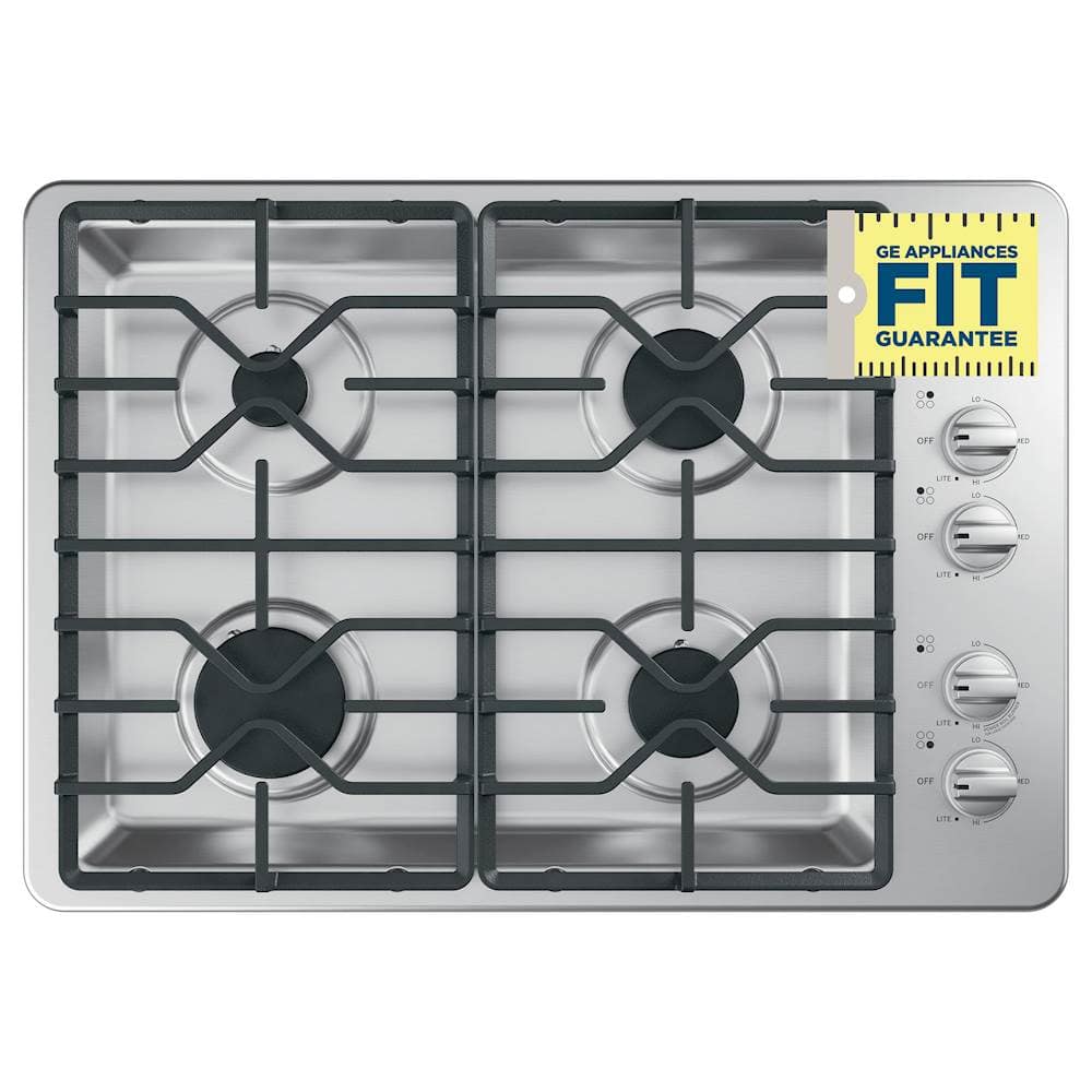 Alt View 18. GE - 30" Built-In Gas Cooktop - Stainless Steel.