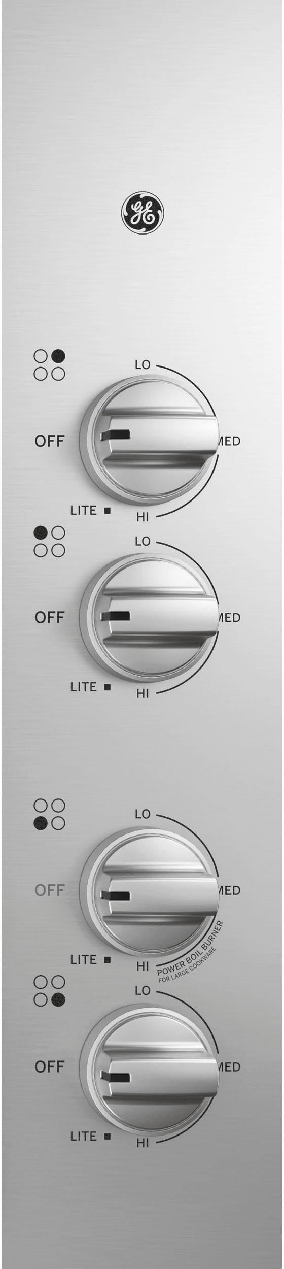 Left. GE - 30" Built-In Gas Cooktop - Stainless Steel.