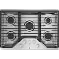 GE - 30 in. Wide 5 Burner Built-In Gas Cooktop with Dishwasher-Safe Grates - Stainless Steel