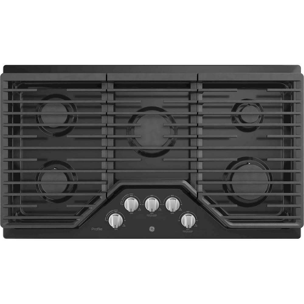 GE - Profile Series 36" Built-In Gas Cooktop - Black - Front_Zoom