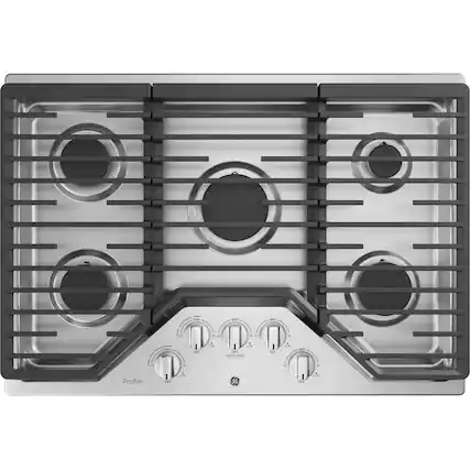 Front. GE Profile - 30" Built-In Gas Cooktop - Stainless Steel.
