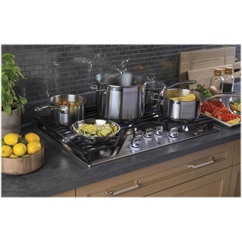 Alt View 20. GE Profile - 30" Built-In Gas Cooktop - Stainless Steel.