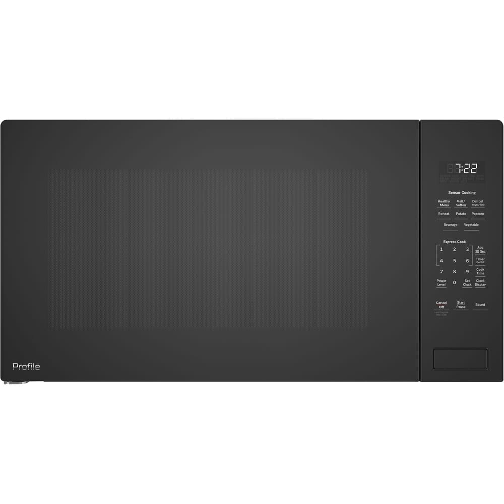 GE Profile - 2.2 Cu. Ft. Built-In Microwave with Sensor Cooking and Glass Touch Controls - Black on Black - Front_Zoom