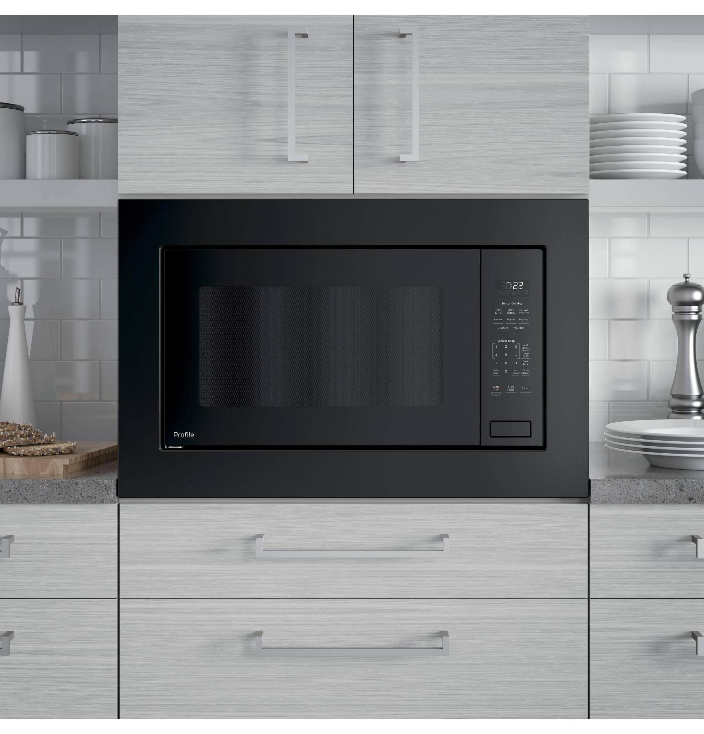 Alt View 14. GE Profile - 2.2 Cu. Ft. Built-In Microwave - Black on Black.