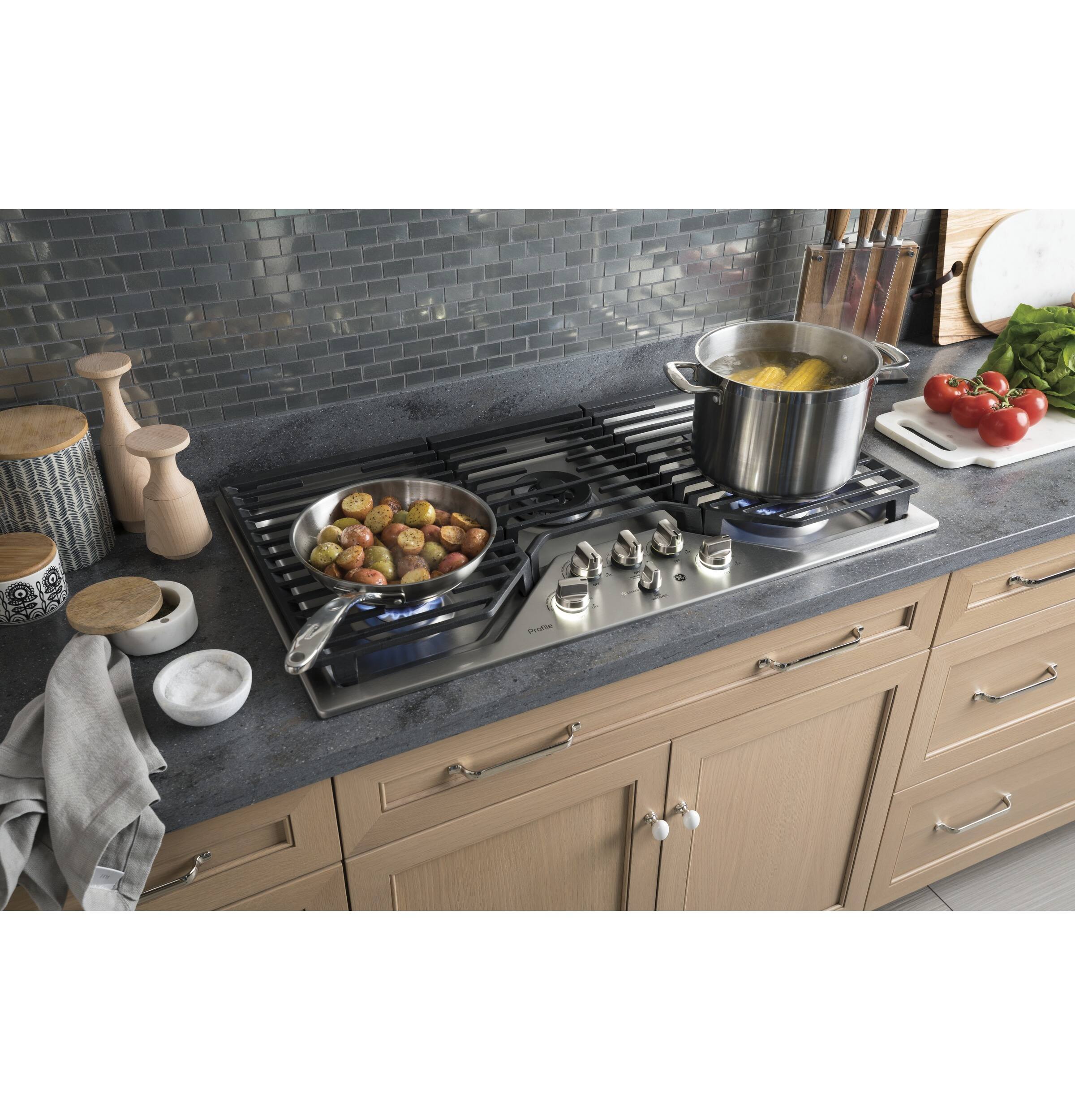 Alt View 11. GE Profile - 36" Built-In Gas Cooktop - Stainless Steel.