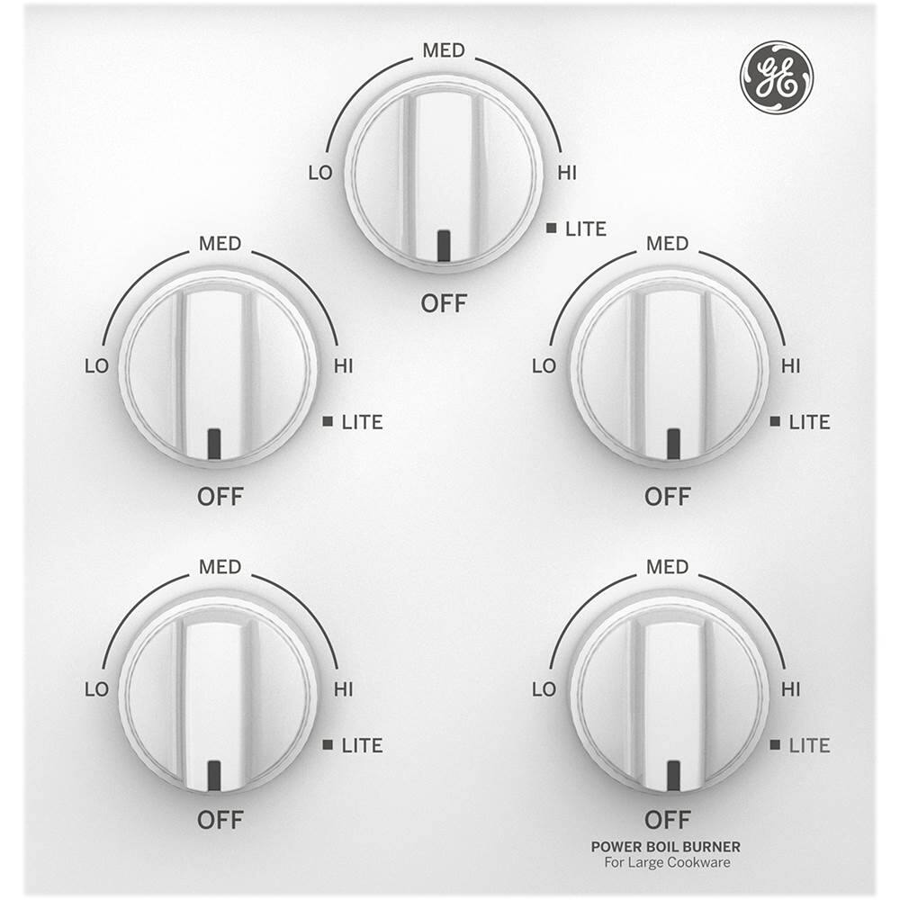 Alt View 11. GE - 36" Gas Cooktop - White.