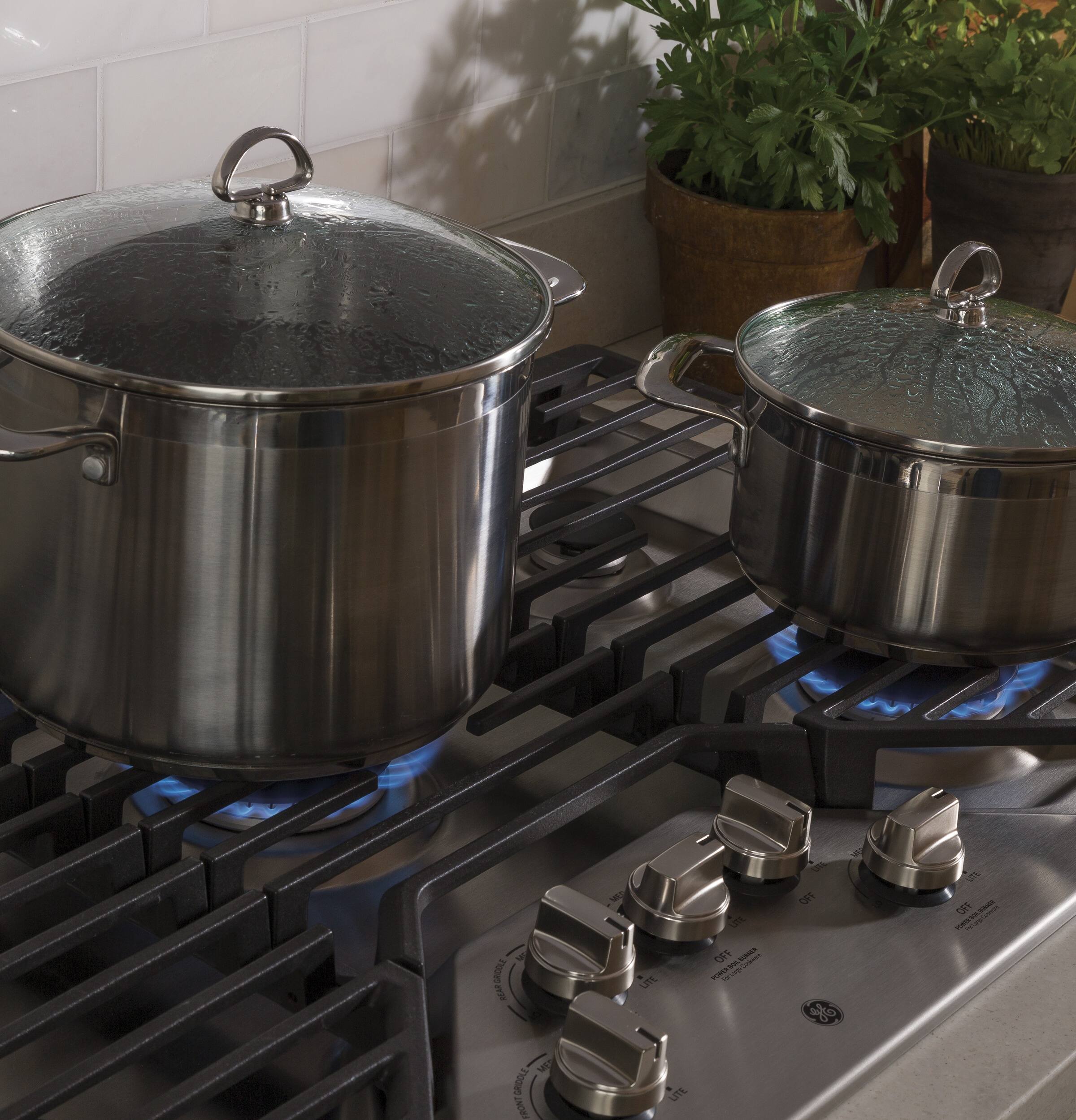 Alt View 17. GE - 36" Built-In Gas Cooktop - Stainless Steel.