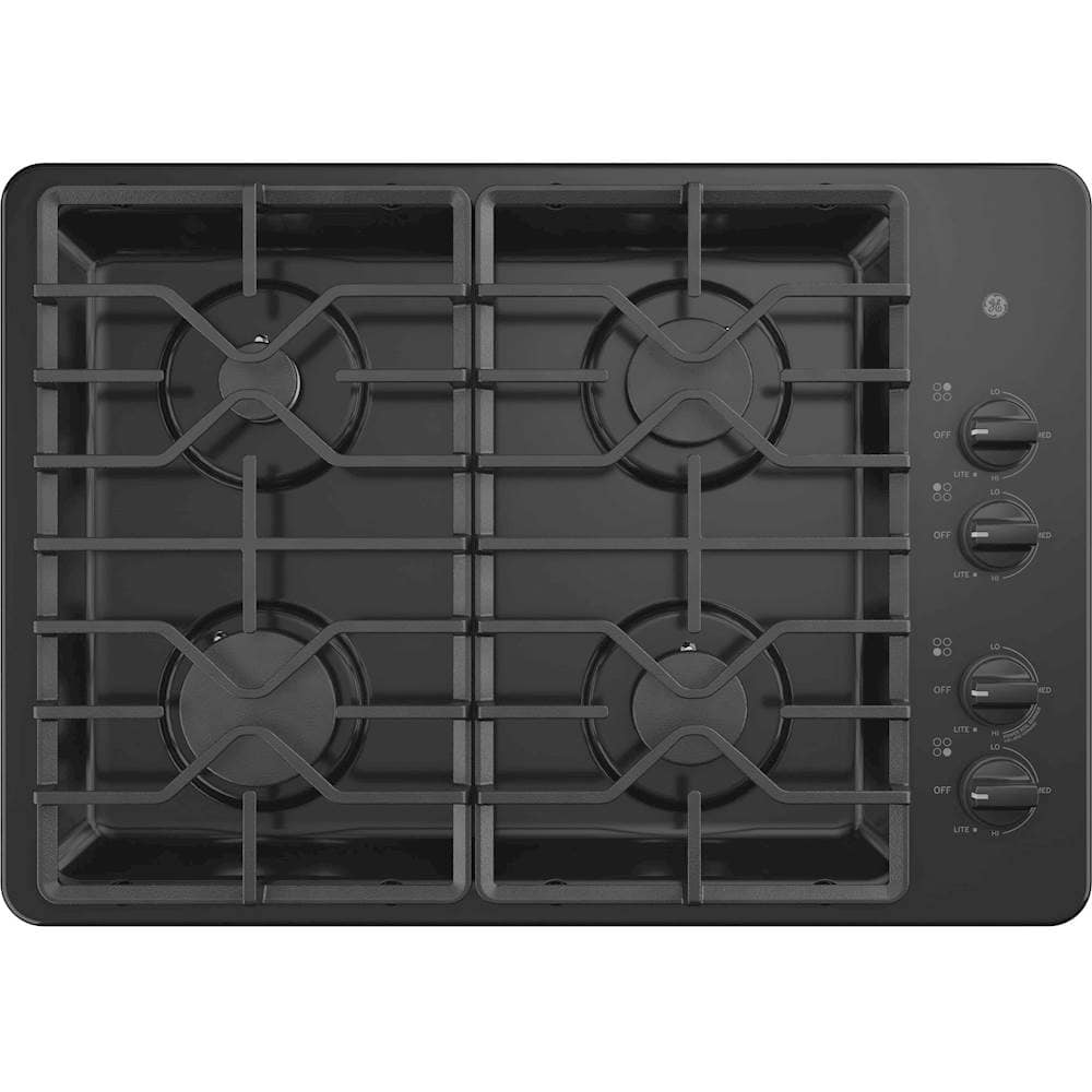 GE - 30" Gas Cooktop - Black - Front_Zoom
