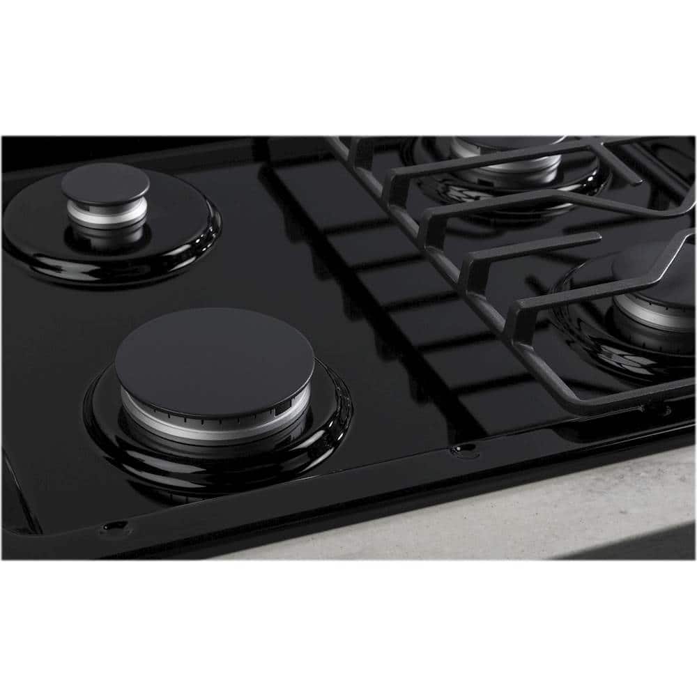 Alt View 14. GE - 30" Gas Cooktop - Black.