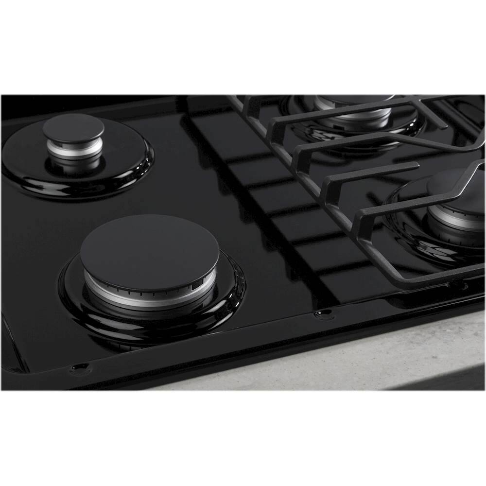 Alt View 14. GE - 30" Gas Cooktop - Black.