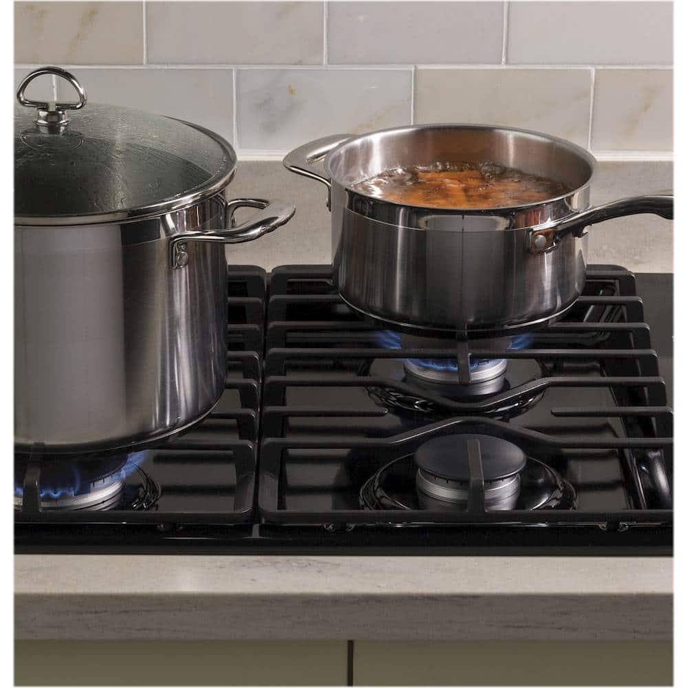 Alt View 16. GE - 30" Gas Cooktop - Black.