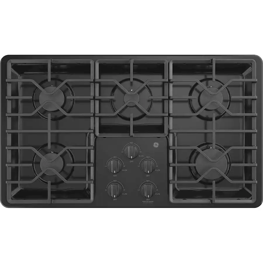 36 In Gas Cooktop GE 36 in. Wide 5 Burner Built In Gas Cooktop with Dishwasher Safe ...