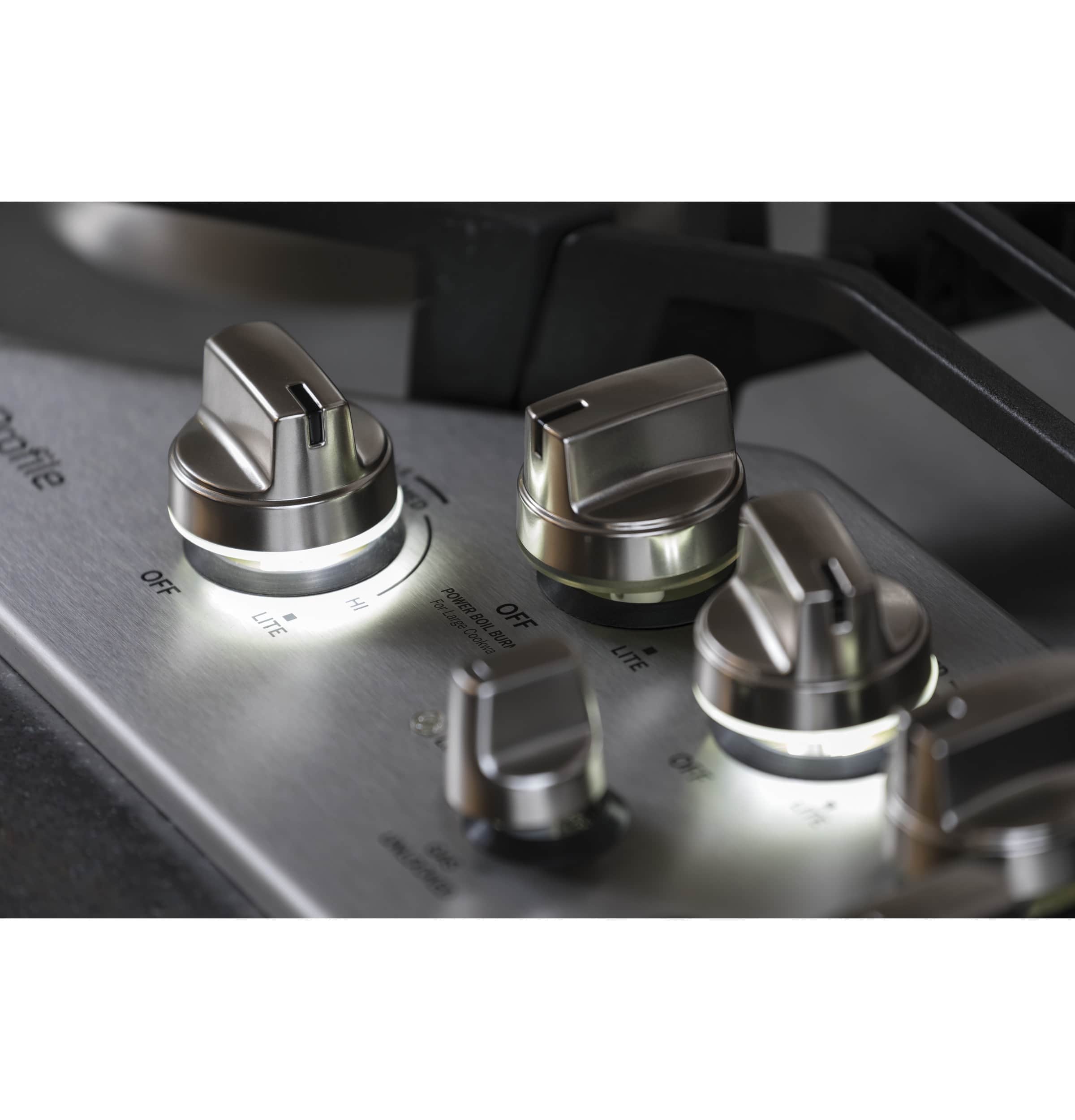 Alt View 15. GE Profile - 36" Built-In Gas Cooktop - Stainless Steel.