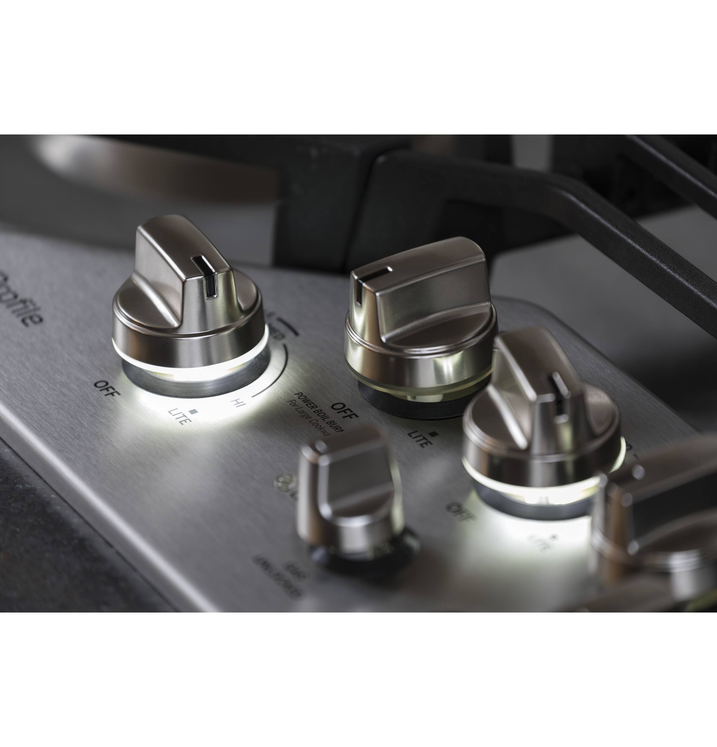 Alt View 15. GE Profile - 36" Built-In Gas Cooktop - Stainless Steel.