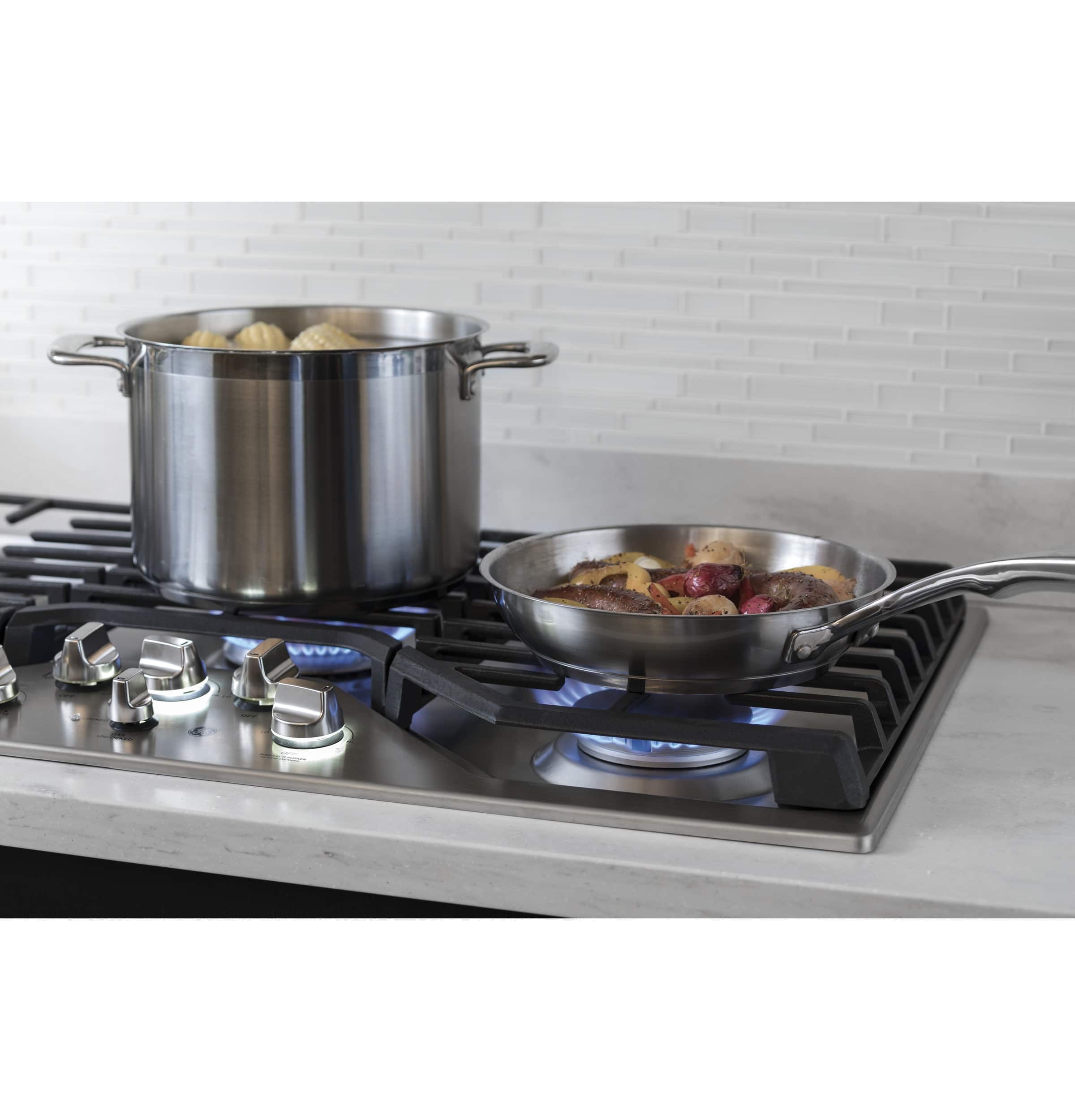 Alt View 19. GE Profile - 36" Built-In Gas Cooktop - Stainless Steel.