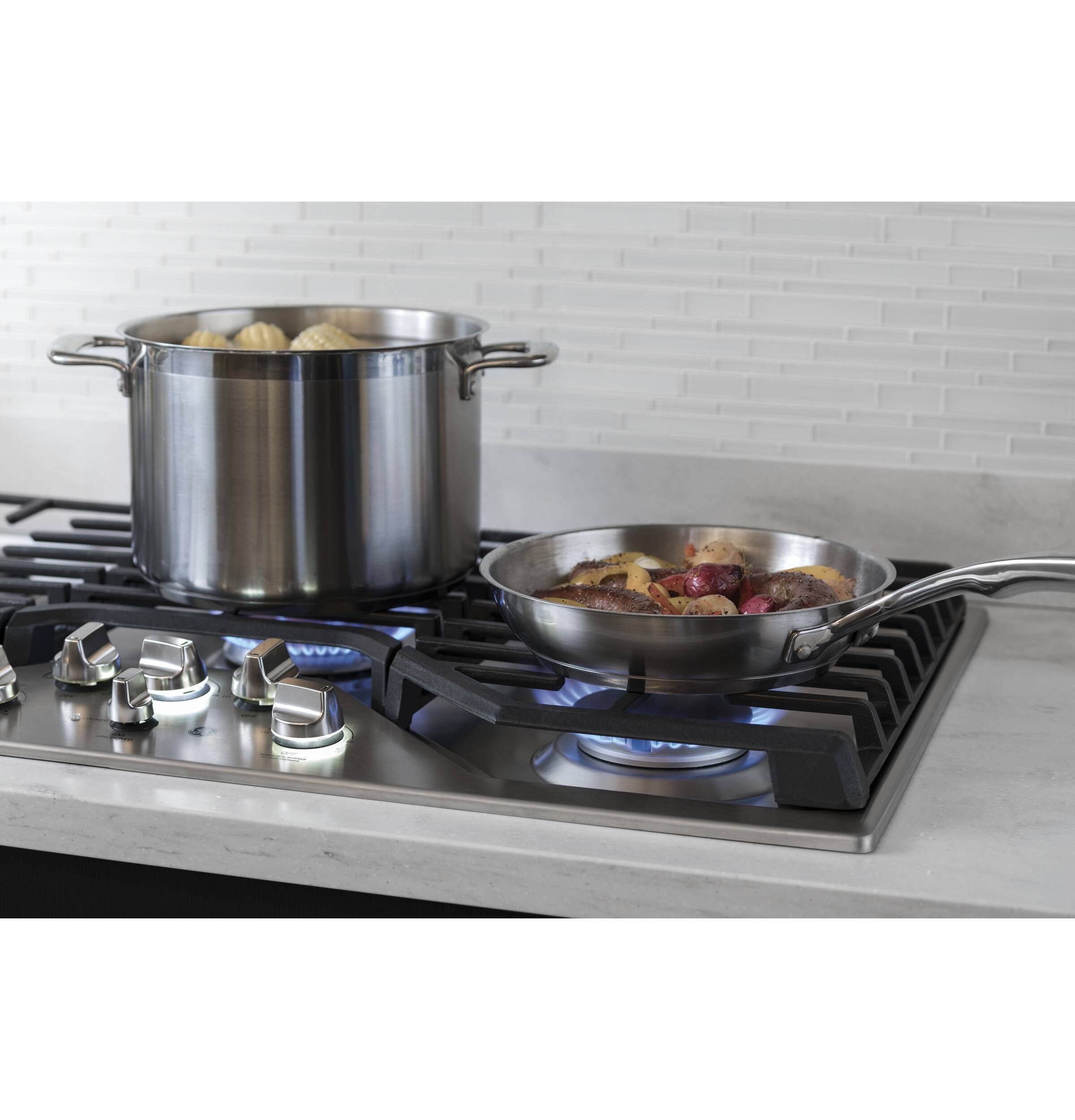 Alt View 19. GE Profile - 36" Built-In Gas Cooktop - Stainless Steel.