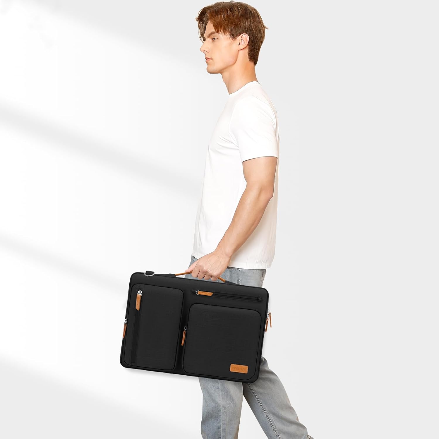 Alt View 1. mosiso - 360 Protective Laptop Shoulder Bag 15-15.6 inch for MacBook Pro 16 inch M4 M3 M2 M1 HP Dell Lenovo Asus Notebook - Black.