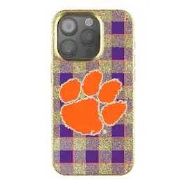 Keyscaper - NCAA - Clemson Tigers Plaid Bling iPhone Case - 15 - Gold