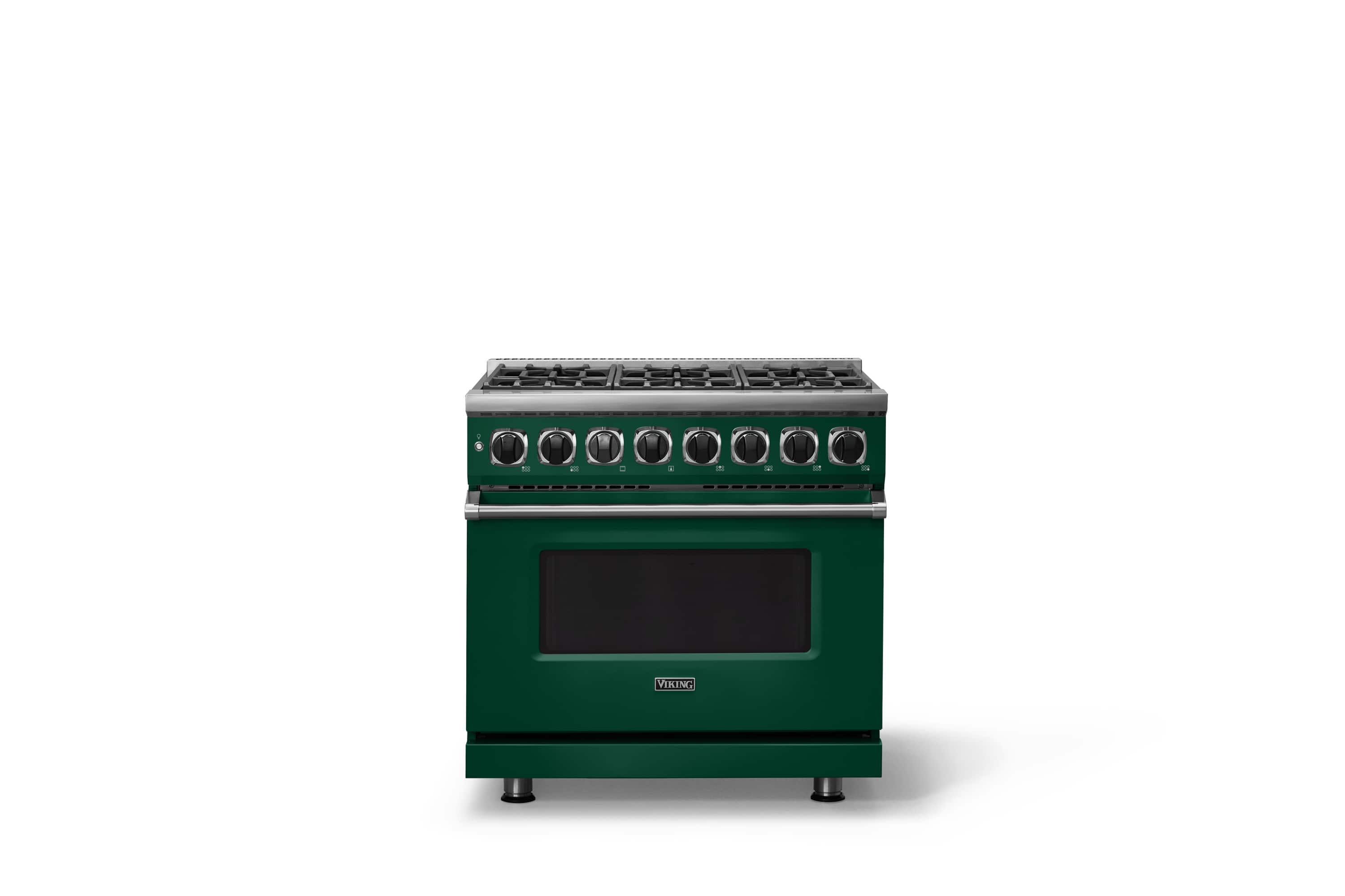 Front. Viking - 36 in. Wide 6 Burner Dual Fuel Sealed Burner Range - Ivy.
