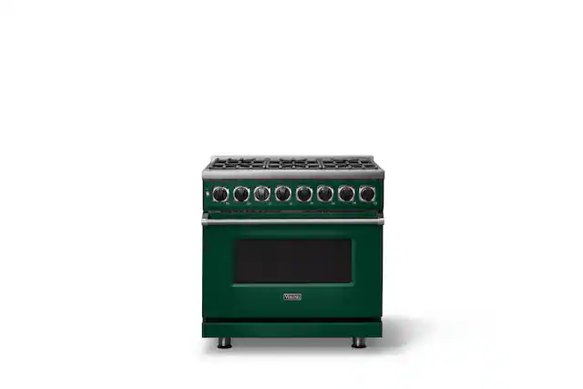 Front. Viking - 36 in. Wide 6 Burner Dual Fuel Sealed Burner Range - Ivy.