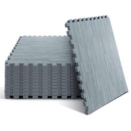 Yes4All - Interlocking Foam Exercise Mat, 3/8" Thick, 24"x24", 48 Sq Ft, Grey - Gray